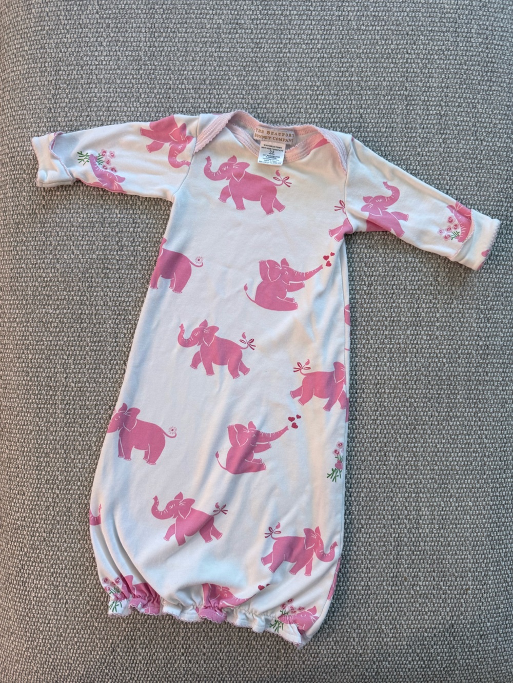 The Beaufort Bonnet Company Pink Elephant Print Long Sleeve Bubble